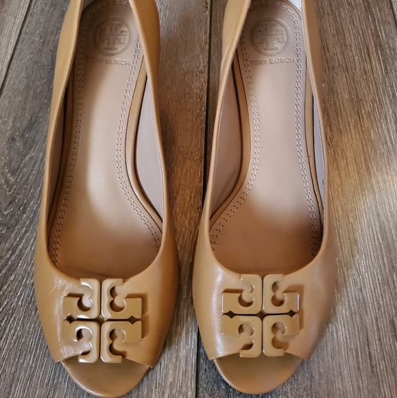 tory burch lowell peep toe wedge